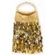 Evening Bag - Dangling Sequined & Beaded – Gold – BG-80085GD